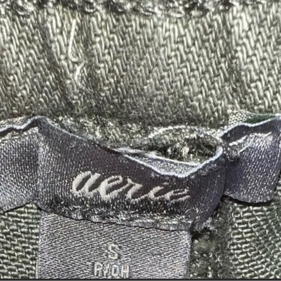 Aerie American Eagle Women's Drawstring Waist Raw Hem Shorts Olive Green Size S - Picture 3 of 3